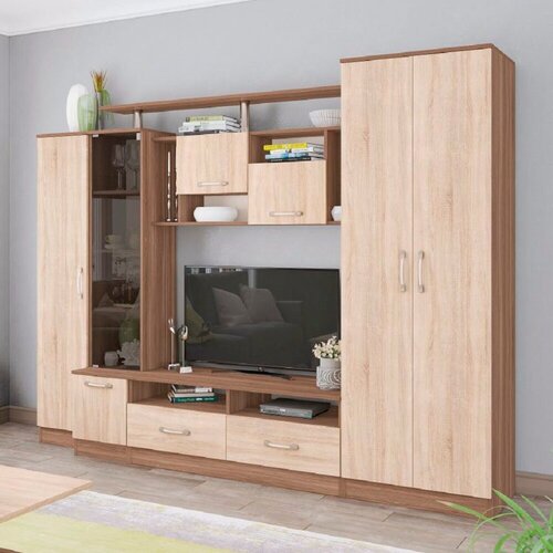 Изображение товара Стенка в гостиную Оскар-5 250х192х45 см, цвет ясень шимо/дуб сонома