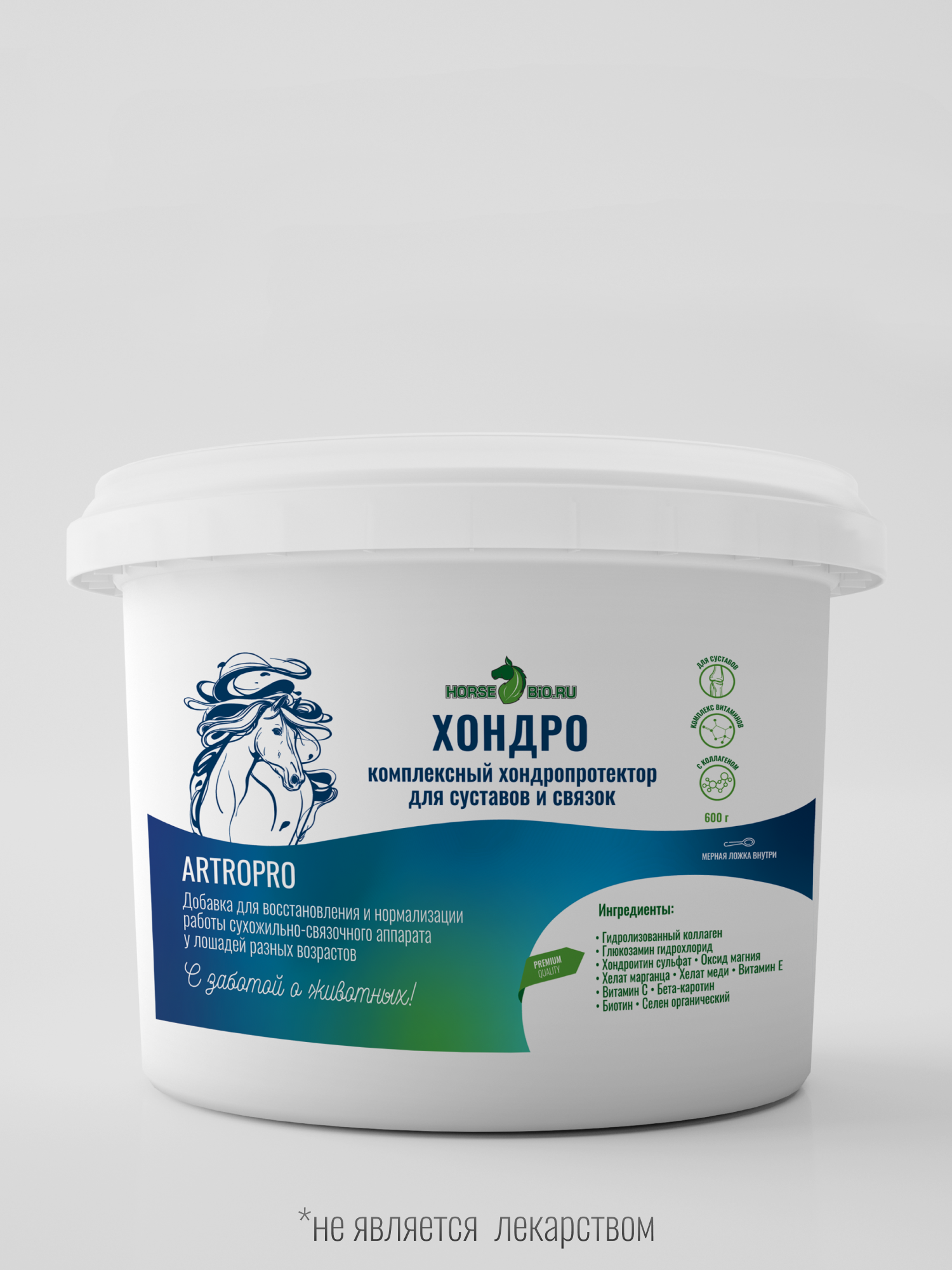 Кормовая добавка Хондропротектор хондро Horse-Bio ArtroPro для лошадей, 600 г