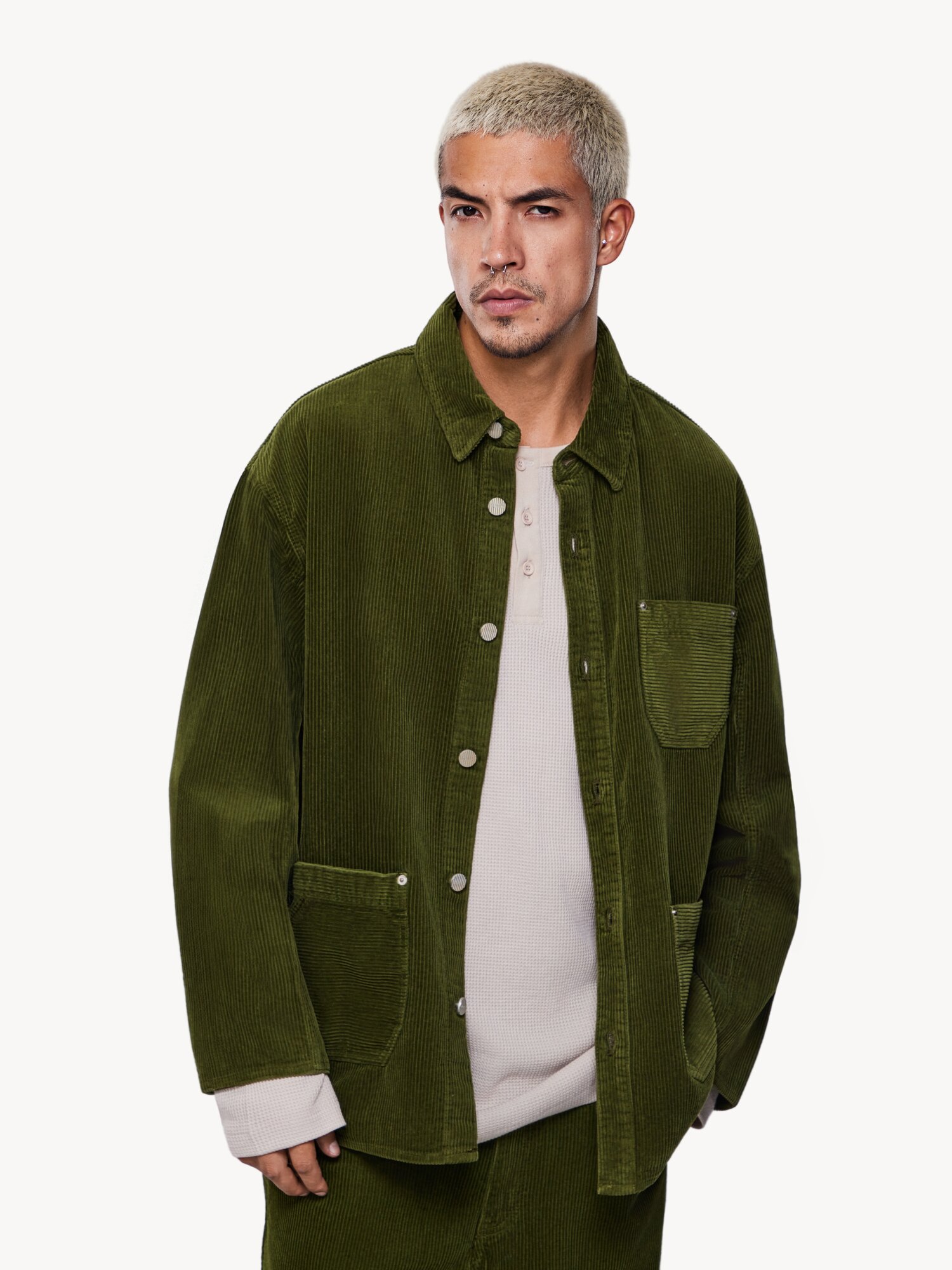 Рубашка MUTED из вельвета, размер 2XL-3XL, зеленый — фото 1