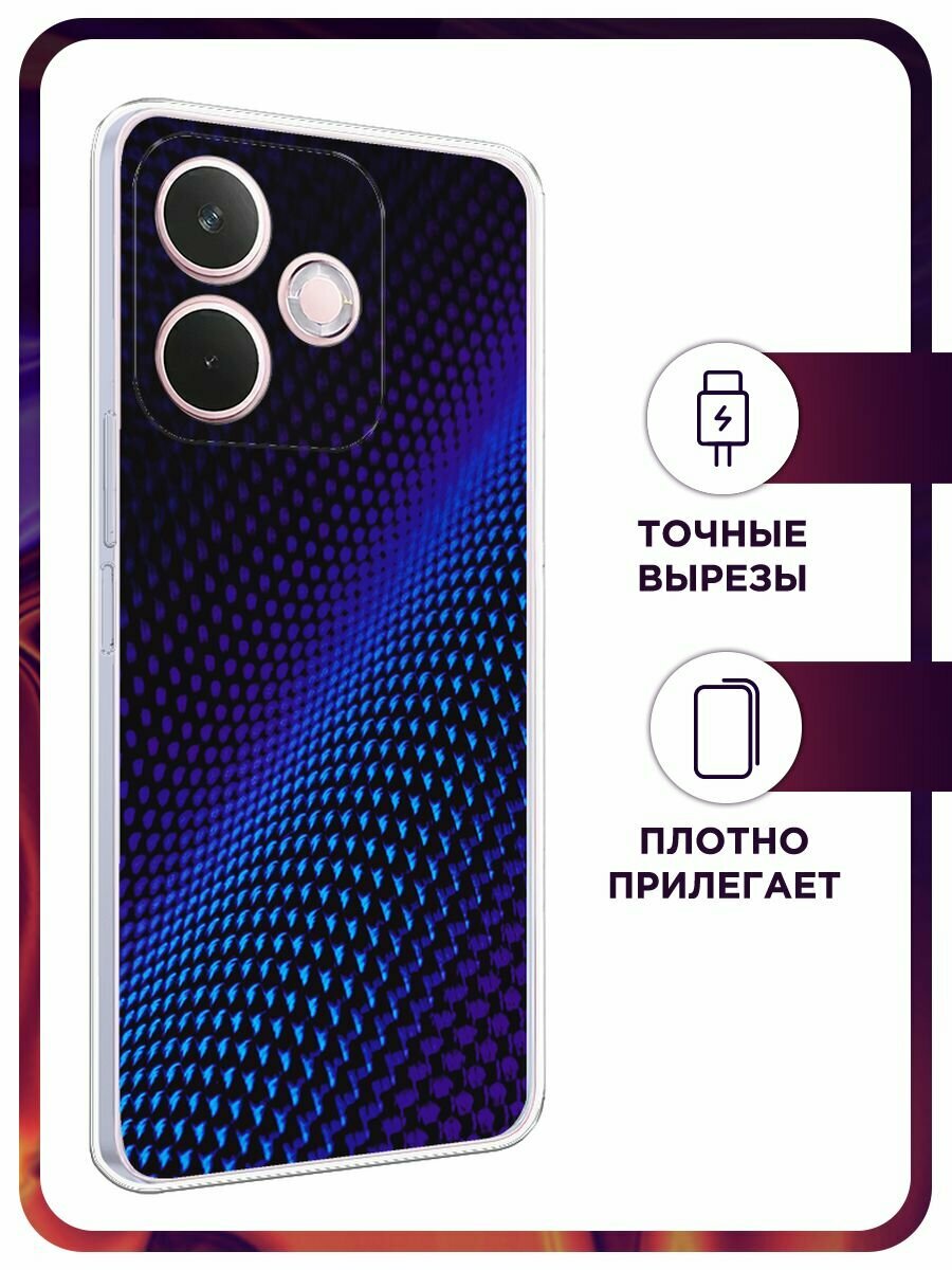 Силиконовый чехол на Oppo A5 Pro / Оппо А5 Про с принтом "Синий карбон" — фото 1