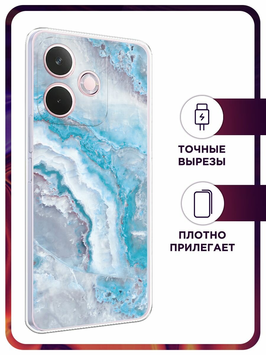 Чехол на Oppo A5 Pro / Оппо А5 Про с принтом "Нежно-голубой мрамор" — фото 1