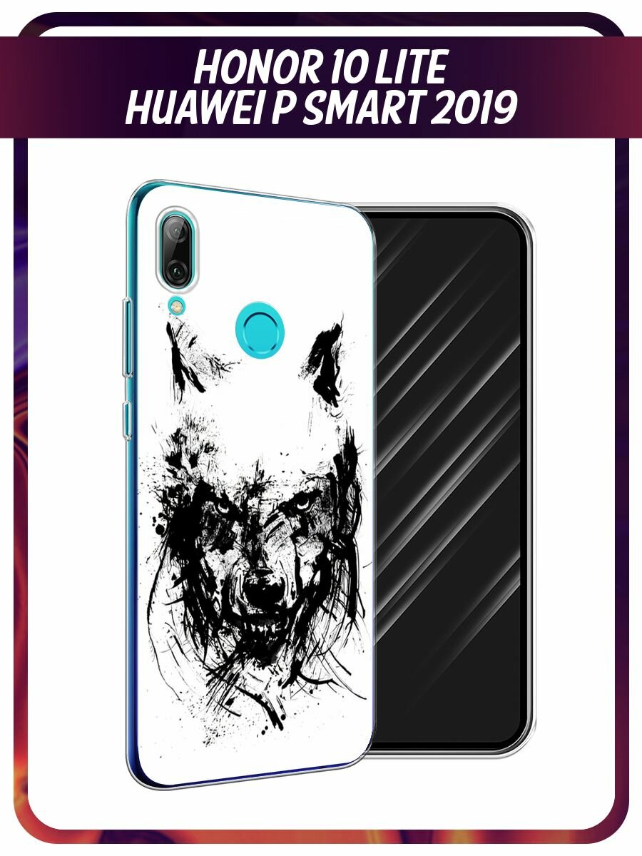 Чехол на Huawei P Smart 2019/Honor 10 Lite / Хуавей П Смарт 2019 с принтом Волк тушь