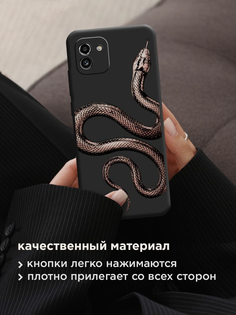 Чехол на Samsung Galaxy A03 / Самсунг А03 с принтом "Rose snake 2" — фото 1
