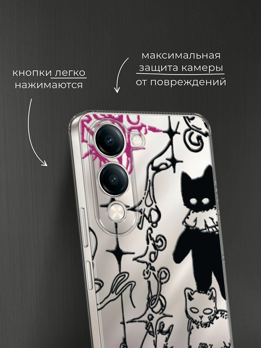Силиконовый чехол на Vivo Y04 / Виво Y04 с принтом "Готические котики" — фото 1