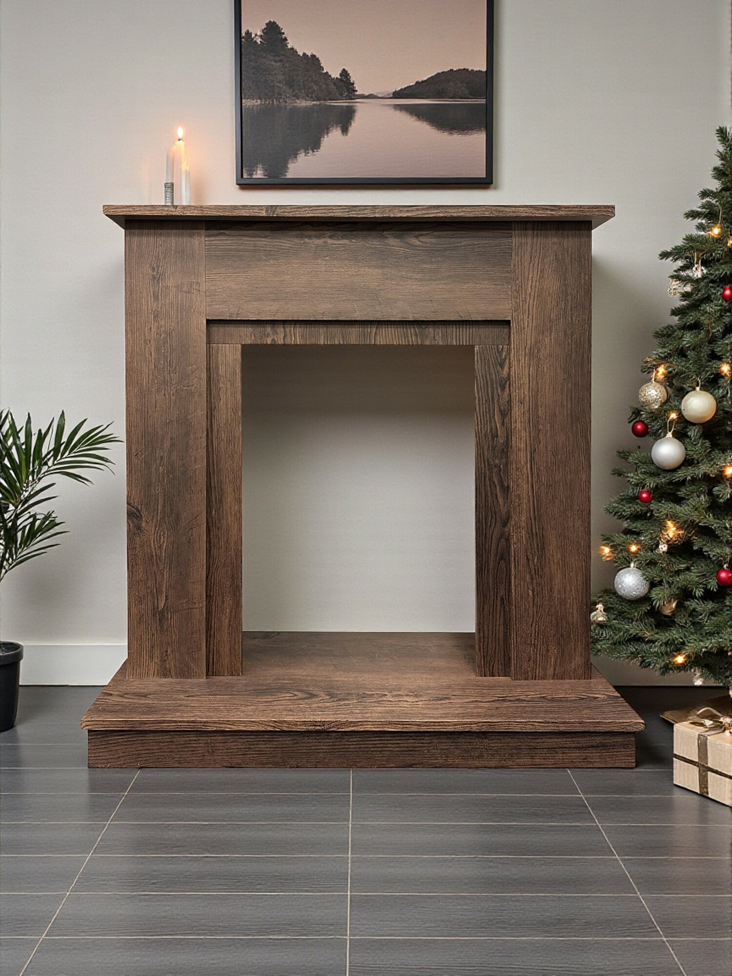 Портал каминный Fires Merlin Флора коричневый под очаги (Majestic Fobos Eugene 3D Olympic Oregan 3D Oscar)