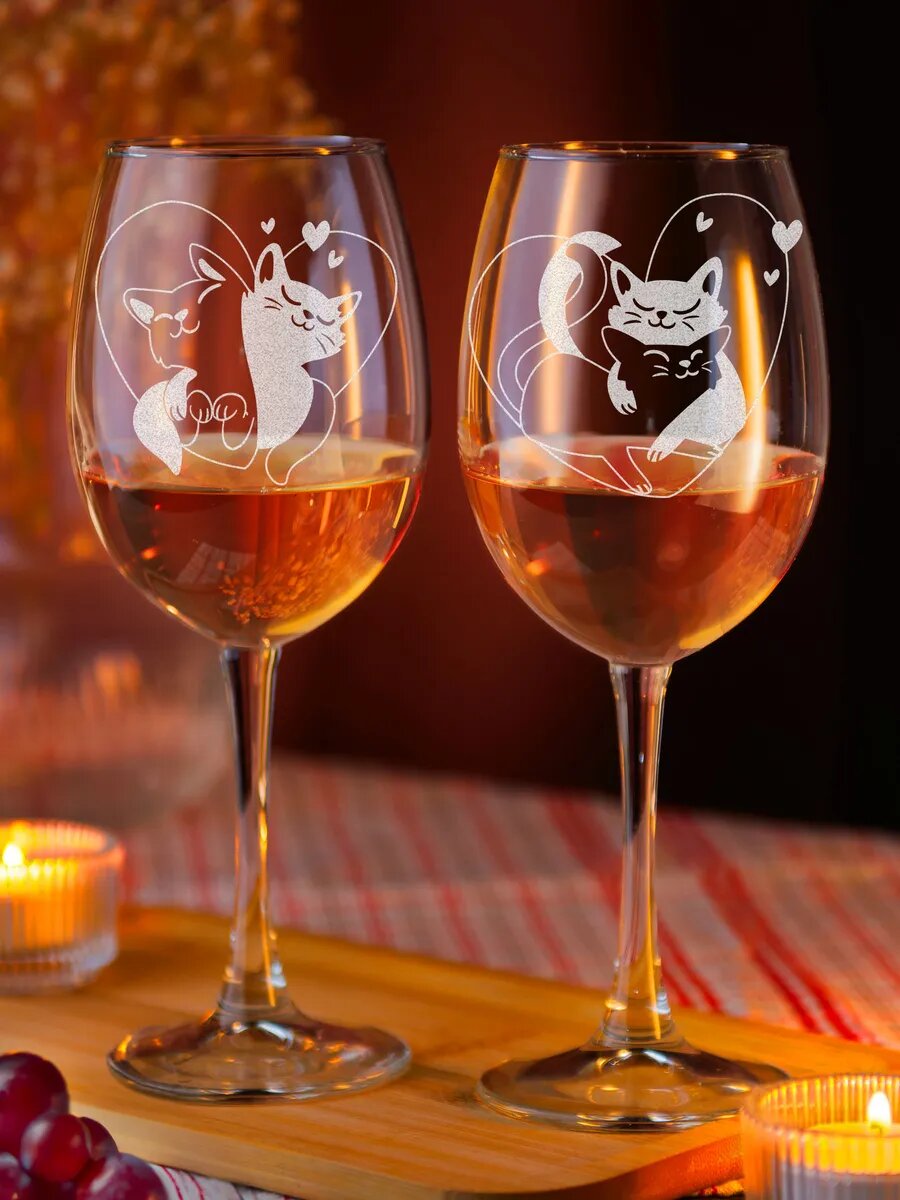 Бокалы с гравировкой любовь котов