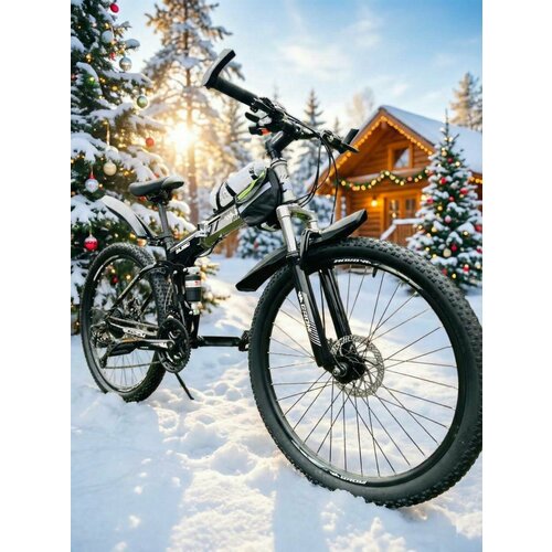 Горный складной велосипед GROM, городской, 26 дюймов / взрослый, мужской и женский для прогулки / скоростной, спортивный велик для подростков черный/серый