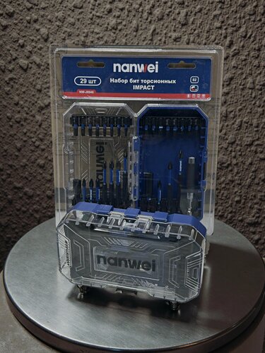Изображение товара Набор магнитных бит Nanwei для шуруповёрта / винтоверта 29 шт. в кейсе, торсионные биты для импактов, NW-J6940
