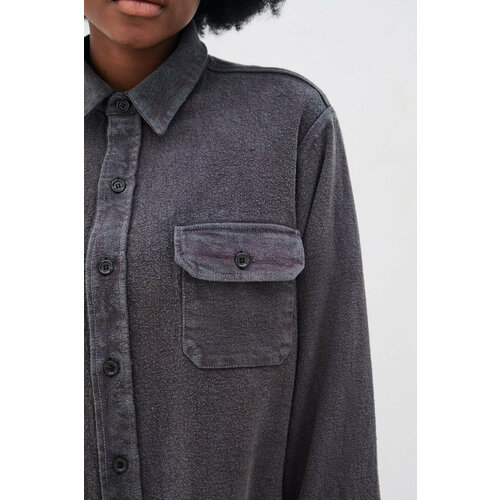 фото Рубашка уста к устам, повседневный стиль, прямой силуэт, длинный рукав, карманы, размер one size, черный, серый