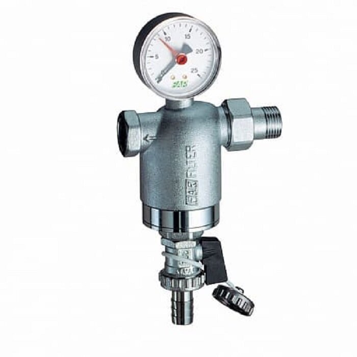 Фильтр FAR промывной 3/4" НР-BР, с манометром, 100мкм, Max: 95 C, 25 бар FA 3946 34100