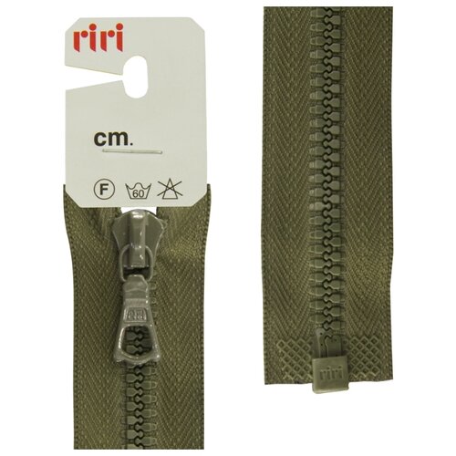 фото Молния riri тракторная разъёмная 1 замок, 6 мм, 40 cм, цвет 2827, хаки