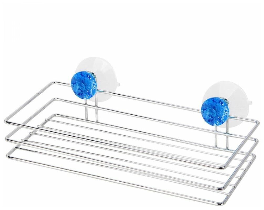 фото Полка подвесная большая W2037 Бриллиант, синий, размер:25х11,5х4см (крепление: 2 присоски) Рыжий Кот 310778