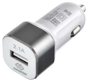 Автомобильное зарядное устройство Digma DGCC-1U-2.1A-WG, USB, 10.5Вт, 2.1A, белый