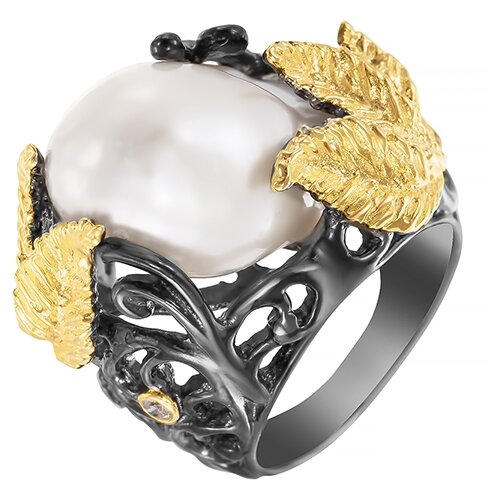 фото Element47 кольцо из серебра 925 пробы с кубическим цирконием и барочным жемчугом zr14289_ko_wb_wzi_bj, размер 18