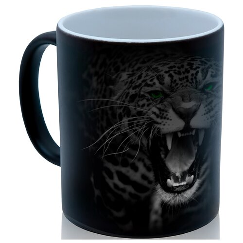 фото Кружка хамелеон ягуар с зелеными глазами, крутой сувенир drabs