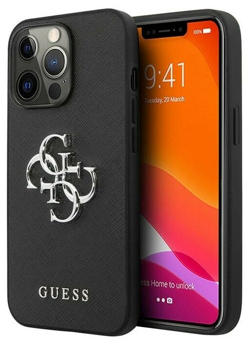 Чехол для iPhone 13 Pro Guess PU Saffiano 4G Big metal logo Hard Black (GUHCP13LSA4GSBK)