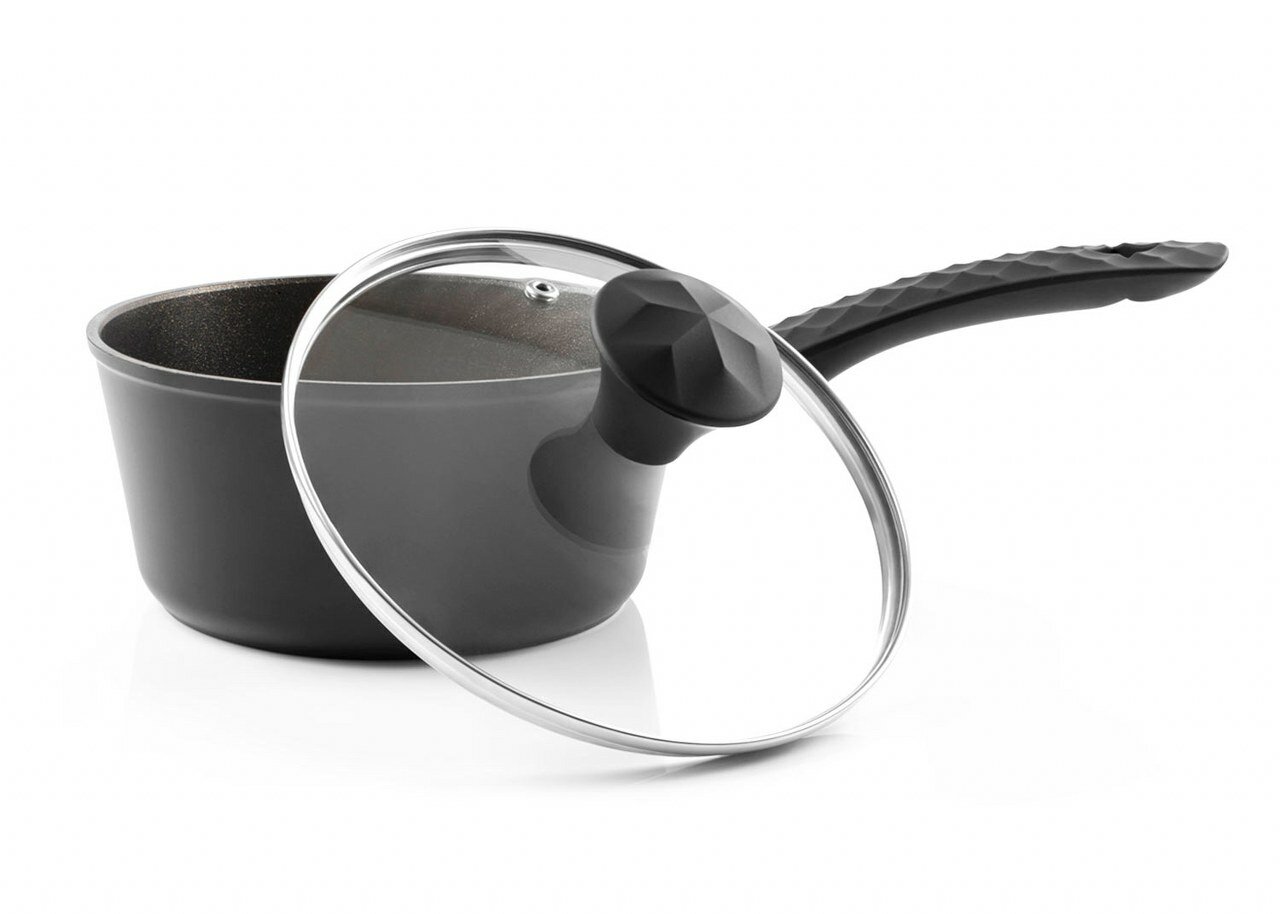 фото Ковш для индукционной плиты CALVE 1,7 л, c крышкой 18 см, антипригарное покрытие, ненагревающаяся ручка