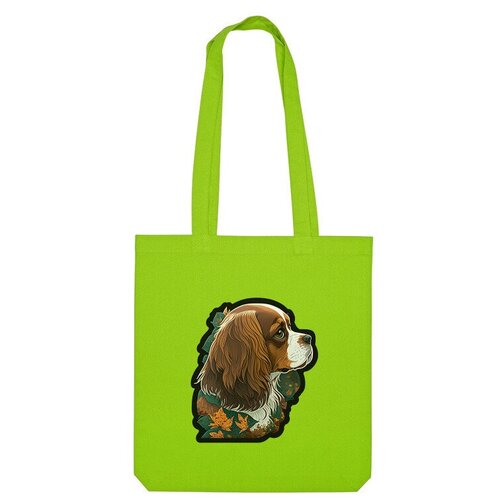 Сумка шоппер Us Basic, зеленый брелок для собак с гравировкой кавалер кинг чарльз спаниель маффин