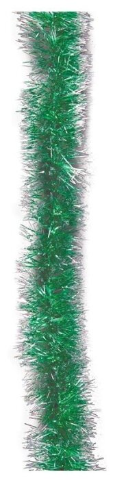 фото Мишура "Норка 1" зеленая с серебряными кончиками, 200*5см