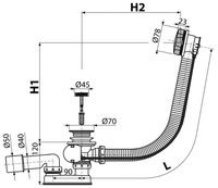 Сифон для ванны AlcaPLAST A55K-80