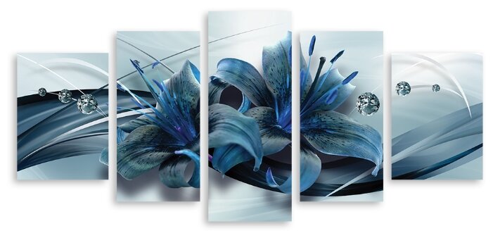 Модульная картина на холсте "Шикарные лилии" 150x74 см