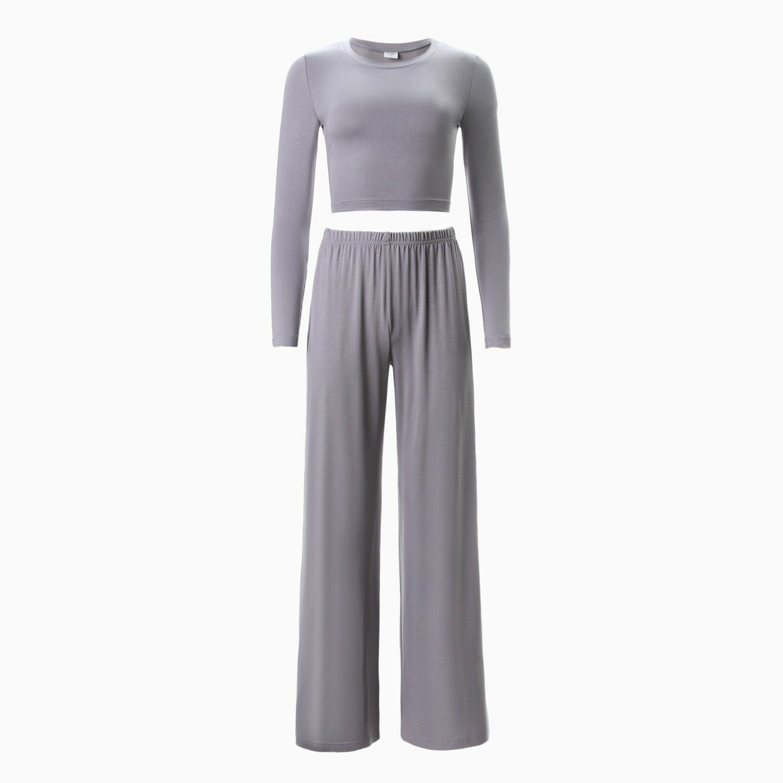 Комплект женский (лонгслив, брюки) MINAKU: Home collection цвет серый, размер 46 - фотография № 1