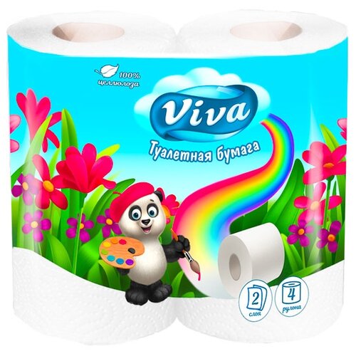 Туалетная бумага VIVA белая двухслойная, 4 уп. 4 рул.