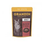 Влажный корм для кошек Grandin беззерновой, с говядиной 85 г (кусочки в соусе) - изображение