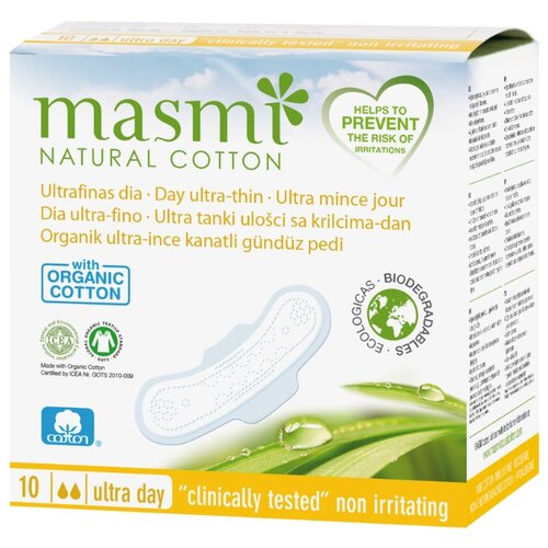 Прокладки гигиенические Masmi Natural Cotton, ультратонкие, дневные, 10 штук