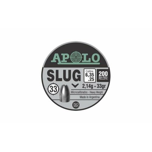 Пули пневматические Apolo Slug 6,35 мм 2,14 грамма (200 штук)