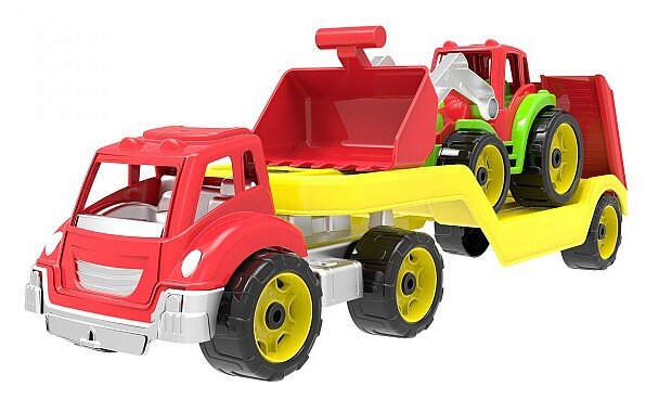 Игрушка ТехноК Автовоз с трактором, желтый (3916) - фото №1