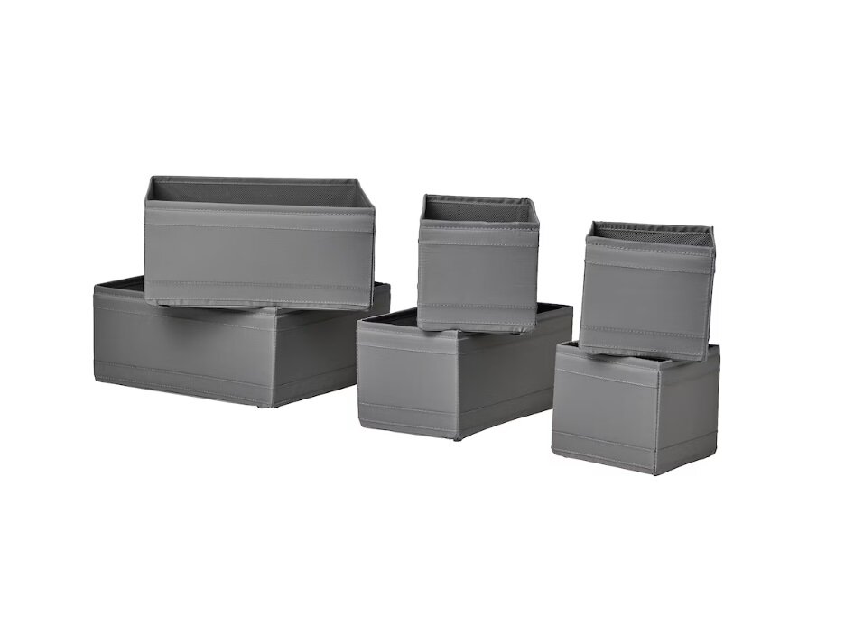 Набор коробок для хранения Икеа Скубб Skubb, 6 шт., темно-серый - фотография № 1