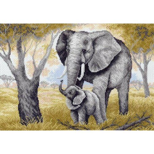 Канва с нанесенным рисунком Матренин Посад 0616 Слониха со слонёнком, для вышивания крестом, 28х41 см сумка мама слониха со слонёнком фиолетовый