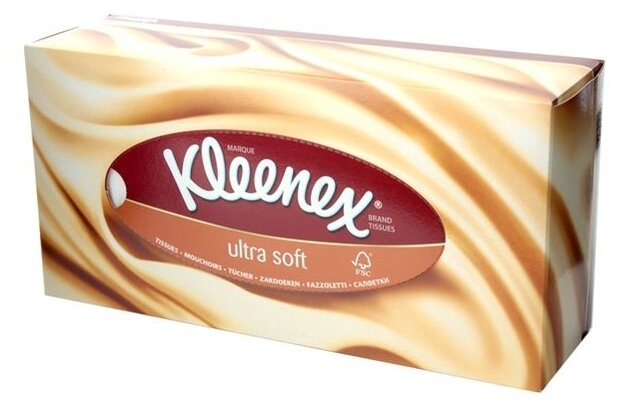 Салфетки Kleenex Ultra soft в картонной коробке 20 х 20 см