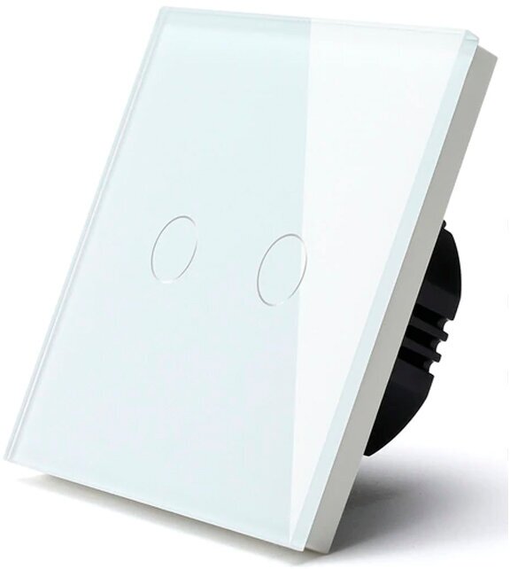 Умный сенсорный выключатель Zigbee белый двухклавишный - фотография № 2