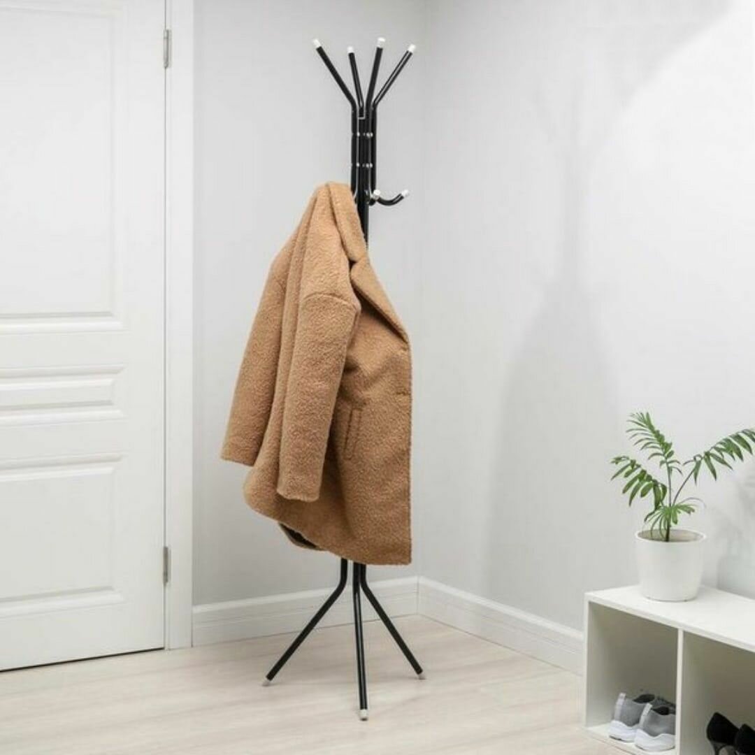 Вешалка для одежды напольная (размер 42х42х172 см, цвет черный)