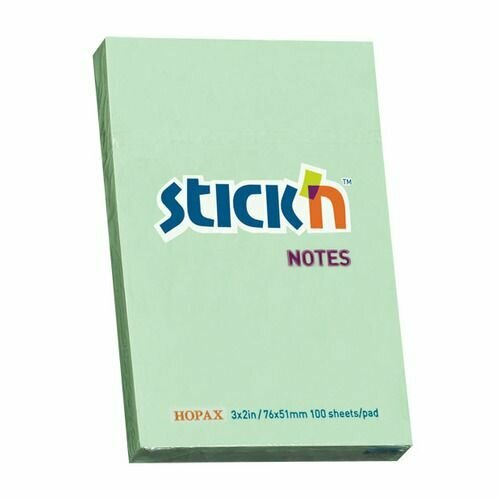 Блок самоклеящийся бумажный STICK`N 21147, 51x76, 100 л, пастель, зеленый 21147 автомобиль nissan pulsar rnn14 gti