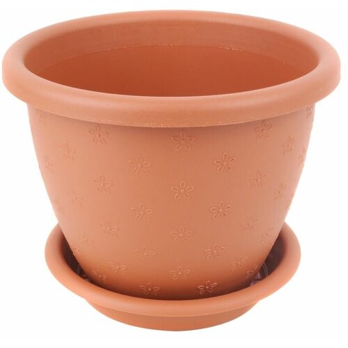 Кашпо, 1,8 л, диаметр 16,5 см, с поддоном, набор 3 шт.