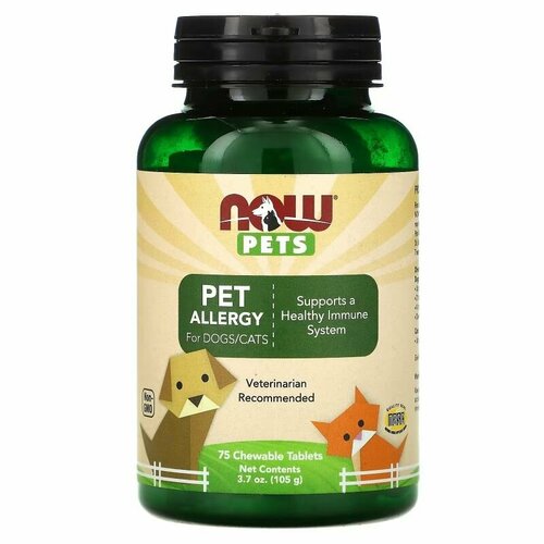 Комплекс для собак и кошек NOW, 75 жевательных таблеток, против аллергии, для иммунитета