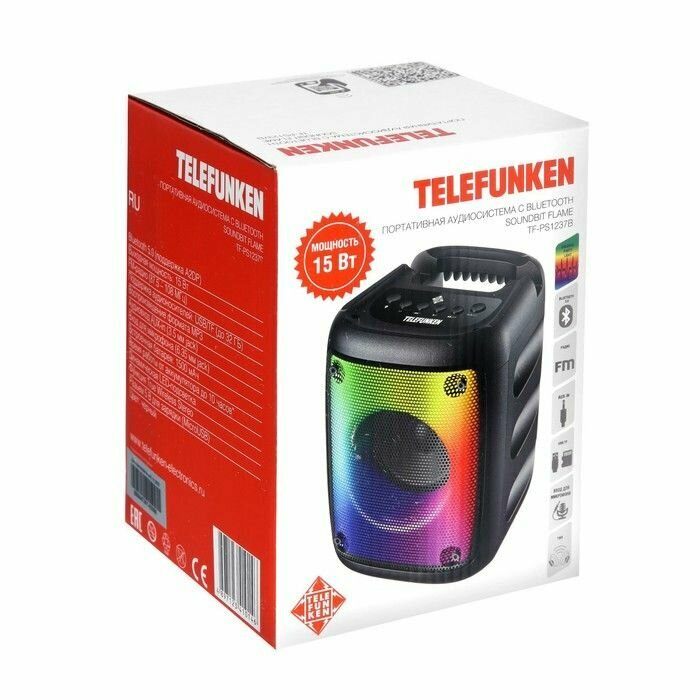 Портативная аудиосистема Telefunken TF-PS1237B черная - фото №9