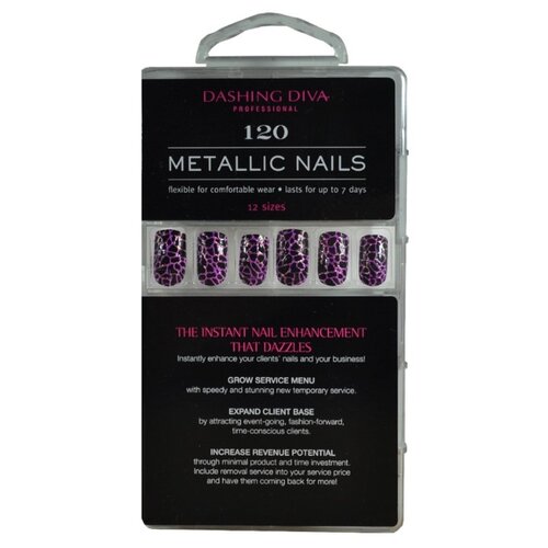 Типсы Dashing Diva Metallic Nails растворяемые с хромированным покрытием Purrfectly Pink 120 шт.