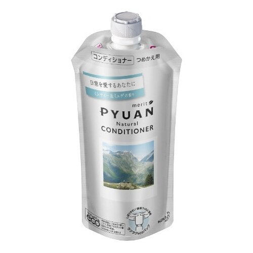 Купить Кao merit pyuan natural кондиционер для волос с ароматом мяты и ландыша, мягкая упаковка, 340 мл, KAO
