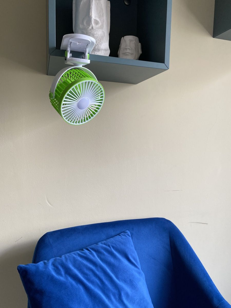 Вентилятор настольный прищепка с аккумулятором зеленый - фотография № 6