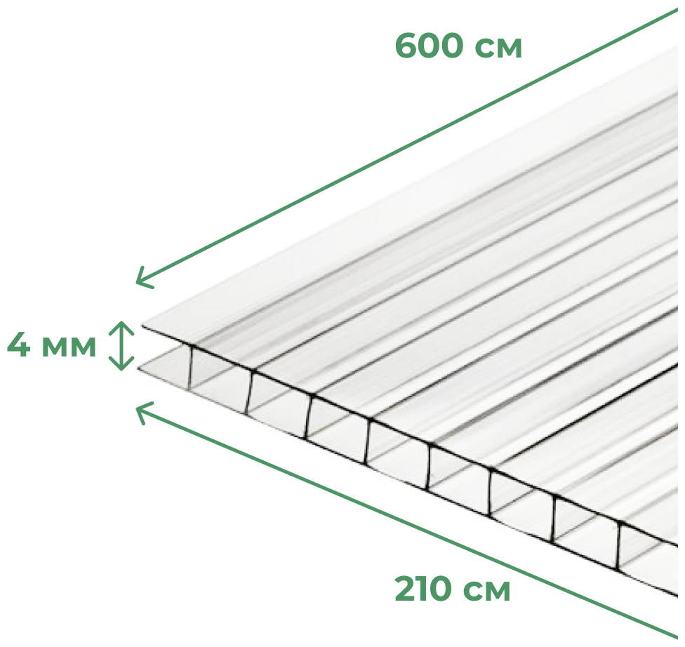 4 мм прозрачный поликарбонат Sellex Inside 3 листа по 6 метров