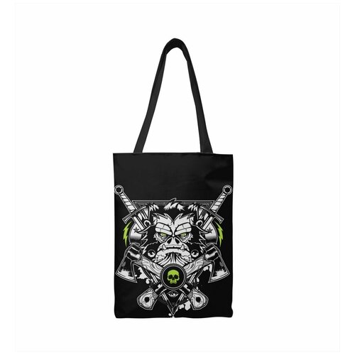 фото Сумка шоппер повседневная, текстиль, черный нет бренда