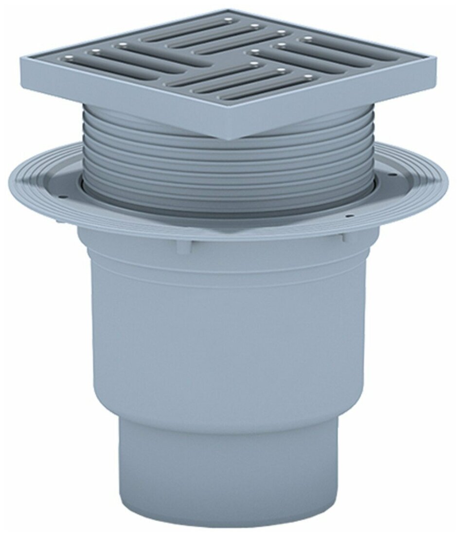 фото Трап АНИ вертикальный выпуск 110 мм, 15*15 см, с нержавеющей решеткой, ТА1712