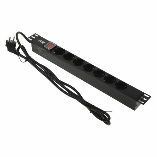 PH12-7D1-P ITK PDU 7 розеток DIN49440 (нем. cтанд.) с LED выключателем, 1U, шнур 2м вилка DIN49441 (нем. станд.), профиль из ПВХ, черный IEK - фото №14