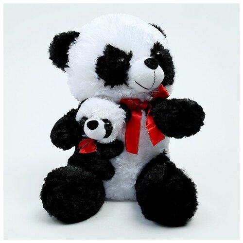 Мягкая игрушка «Панда с малышом» панда 53 см с бамбуковой веточкой и малышом