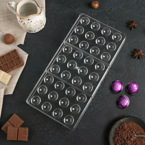 Форма для шоколада и конфет Полусфера, 28х14 см, 36 ячеек, ячейка 2х1 см 1 шт.