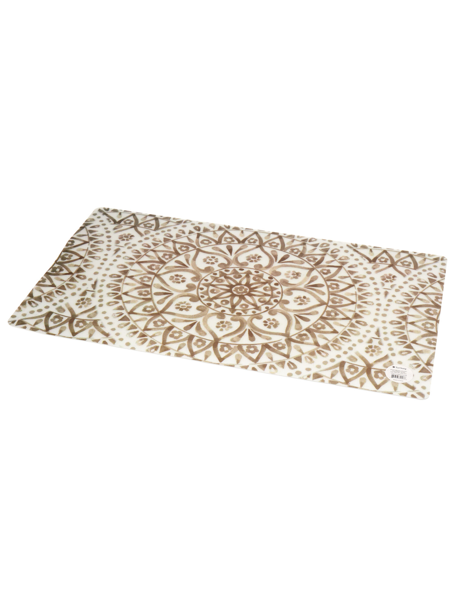 TARHONG Коврик под миски "Boho Medallion", бежевая с рисунком, 48х29см - фото №1
